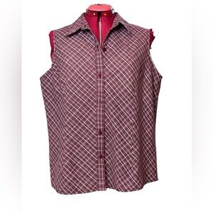 Vintage Cotton Ginny plus size Sleeveless Plaid Button-Up Shirt